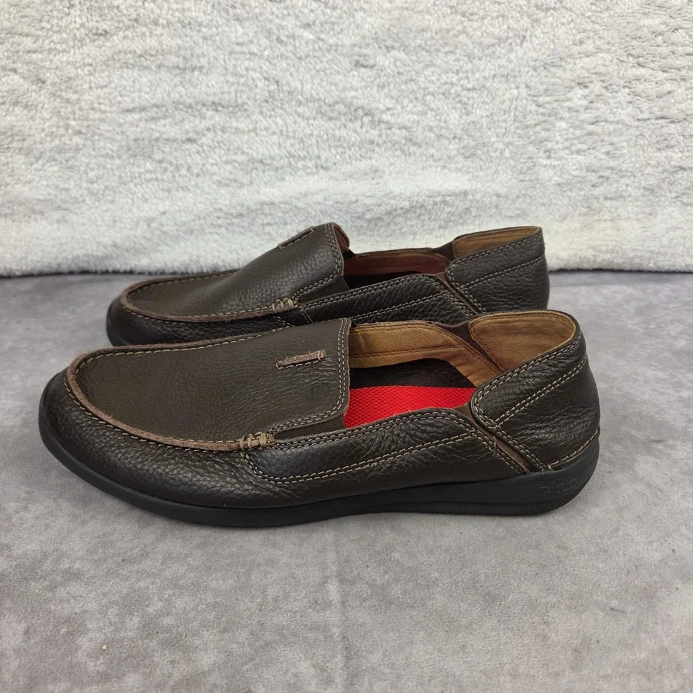 Nunn Bush Mens Brown Pebbled Leather Slip On Loafers Moc Toe Shoes S2441